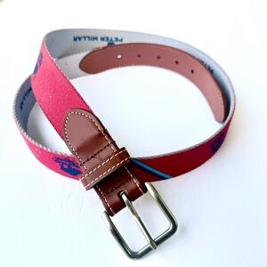 Men’s Peter Millar Woven Canvas & Leather Belt – Classic Golf, Size 38